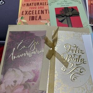 🧡10/$10. 10 Spanish Elegant Gold and Cream Anniversary and Wedding Cards